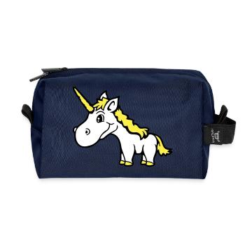 Einhorn Pink Süß Hübsch Freundlich Cartoon Pferd - Recycelte Kulturtasche - Navy - Vorne