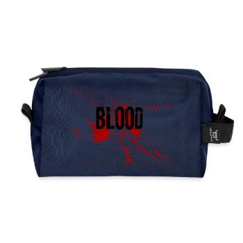 Blutiger Splatter Schriftzug - Recycelte Kulturtasche - Navy - Vorne