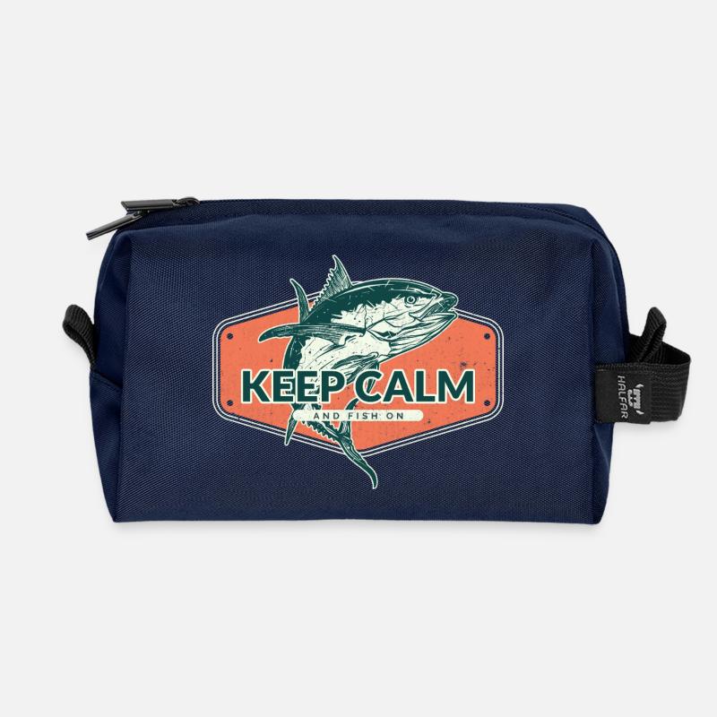 Bleib ruhig und fisch weiter - Recycelte Kulturtasche - Navy