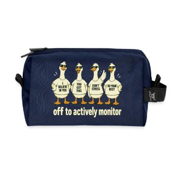 Off To Actively Monitor Design - Recycled Toiletry Zip Bag - navy - Front