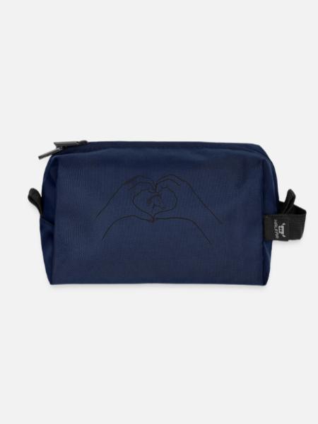Love of horses - Recycled Toiletry Zip Bag - navy
