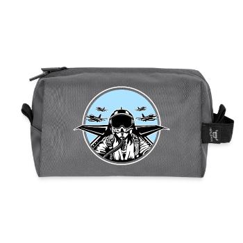 Jet Pilot / Kampfpilot 01_schwarz weiß - Recycelte Kulturtasche - Anthrazit - Vorne