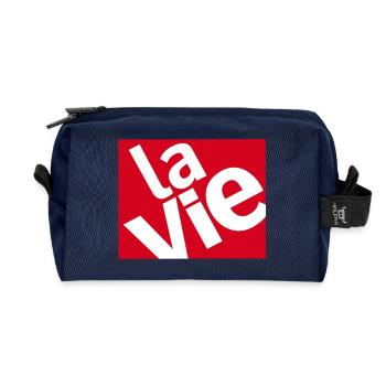 La Vie Rouge Typo Art - Recycled Toiletry Zip Bag - navy - Front