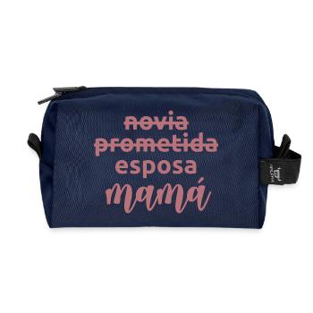 Esposa Mama Married Women Funny Pregnancy Gift - Recycled Toiletry Zip Bag - navy - Front