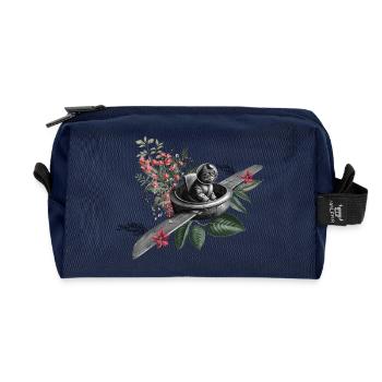 Le chat volant - Trousse de toilette en tissu recyclé - marine - Devant