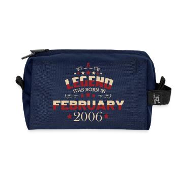 February 2006 Vintage Birthday - Recycled Toiletry Zip Bag - navy - Front