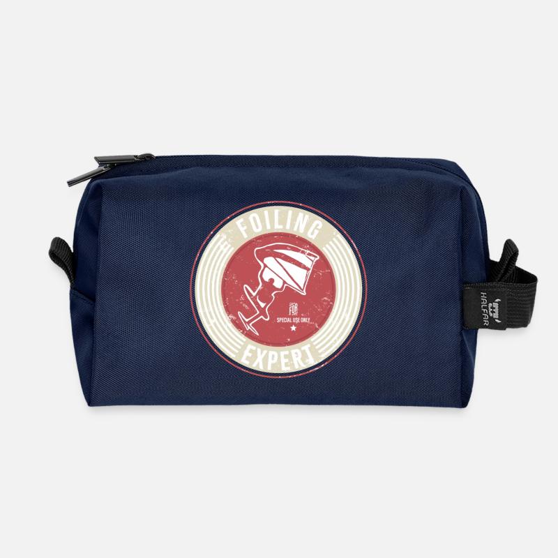 Vintage Label Wingfoilen - Recycelte Kulturtasche - Navy