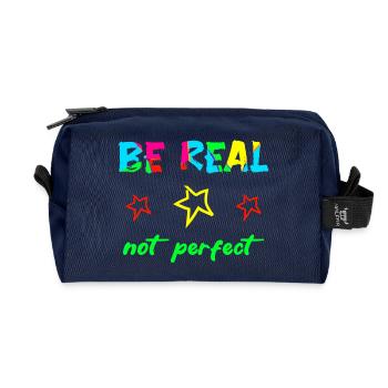 BE REAL - NOT PERFECT - Selbstvertrauen Mut Kraft - Recycelte Kulturtasche - Navy - Vorne