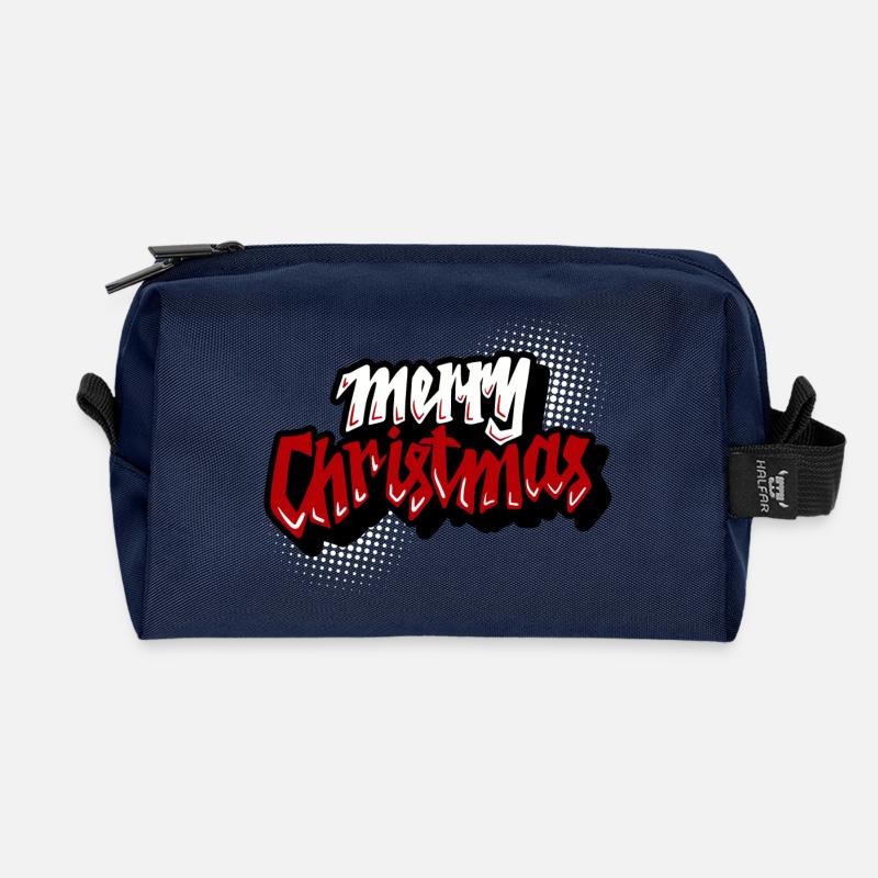 Merry Christmas Retro Script - Recycelte Kulturtasche - Navy