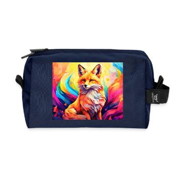 cute fox #fox #cute - Recycled Toiletry Zip Bag - navy - Front