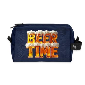 Beer Time – 3D Beer Glass Letters with Foam - Recycled Toiletry Zip Bag - navy - Front
