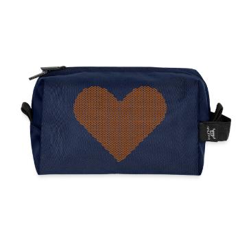 Pointillistisches Herzmosaik - Recycelte Kulturtasche - Navy - Vorne
