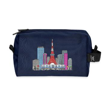 Tokyo City Skyline Tokyo Tower Retro-Abzeichenkunst - Recycelte Kulturtasche - Navy - Vorne