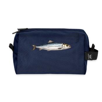 Silberner Flussfisch Illustration - Recycelte Kulturtasche - Navy - Vorne