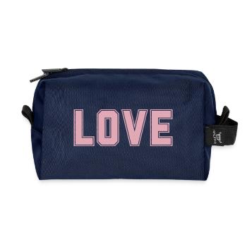 LOVE is the most important and strongest thing in the universe - Recycled Toiletry Zip Bag - navy - Front