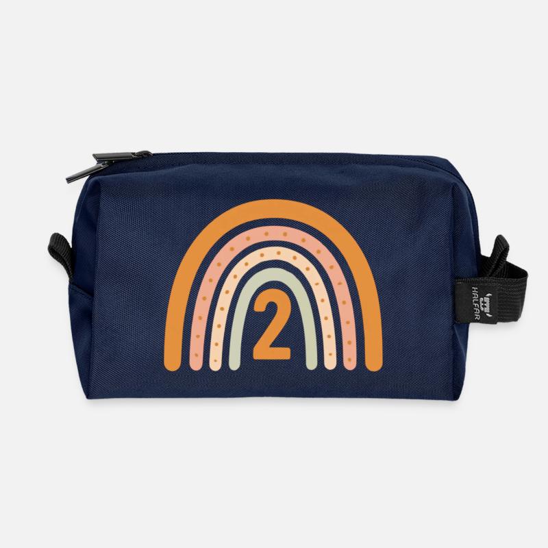 Zweiter Geburtstag Regenbogen - Recycelte Kulturtasche - Navy