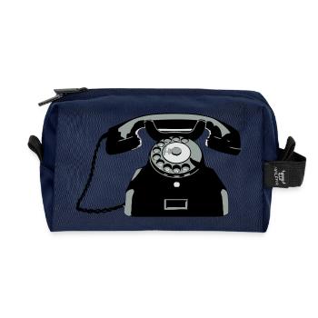 Oldschool Telefon - Recycelte Kulturtasche - Navy - Vorne