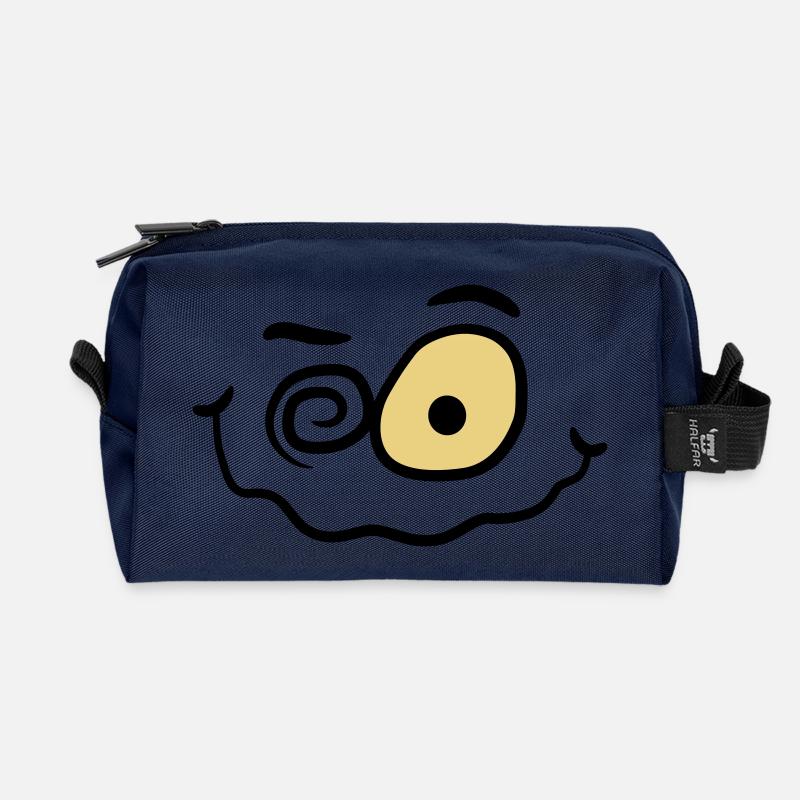 Verrücktes Lustiges Wahnsinniges Smiley Gesicht - Recycelte Kulturtasche - Navy
