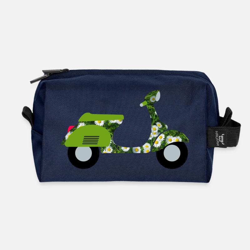 Roller Gänseblumen Wiese Urlaub Sommer Italien Fan - Recycelte Kulturtasche - Navy