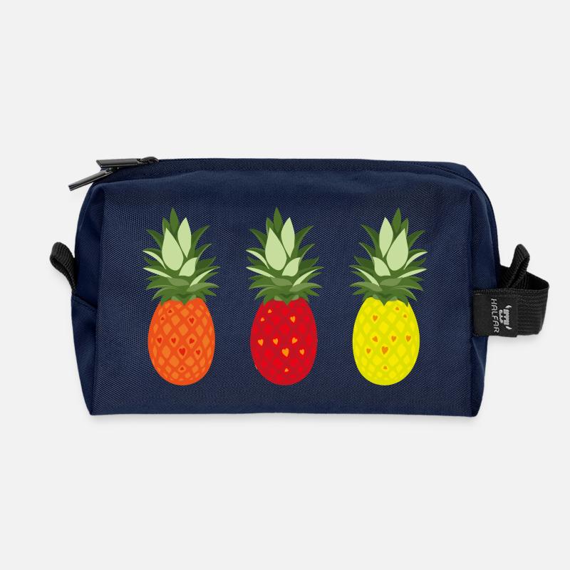 Bunte Ananas Muster für Sommer und Freizeit - Recycelte Kulturtasche - Navy