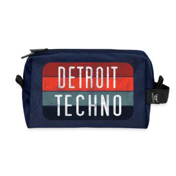 Detroit Techno Neon Emblem - Recycled Toiletry Zip Bag - navy - Front