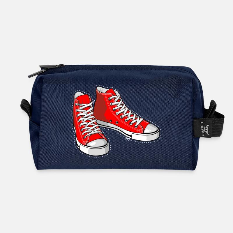 Rote Turnschuhe - Recycelte Kulturtasche - Navy
