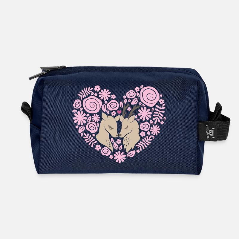 Deer love - Recycled Toiletry Zip Bag - navy