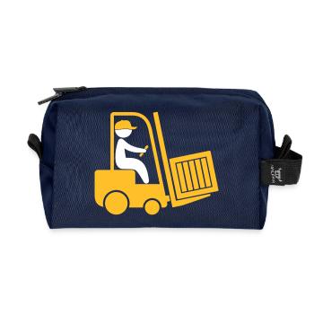 Ein Gabelstapler, der eine Schachtel transportiert - Recycelte Kulturtasche - Navy - Vorne