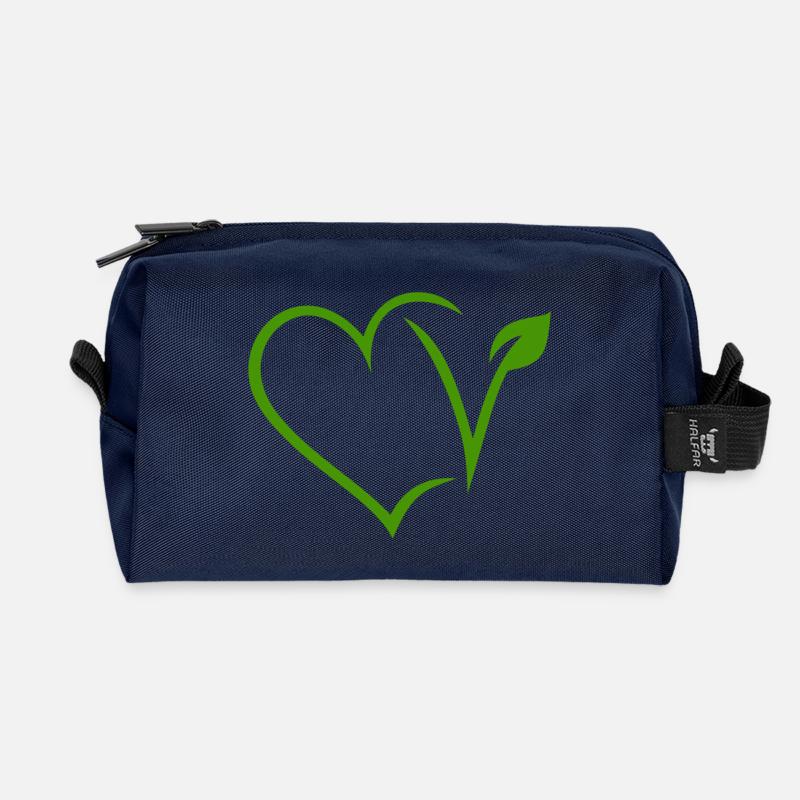 Vegan Herz - Recycelte Kulturtasche - Navy