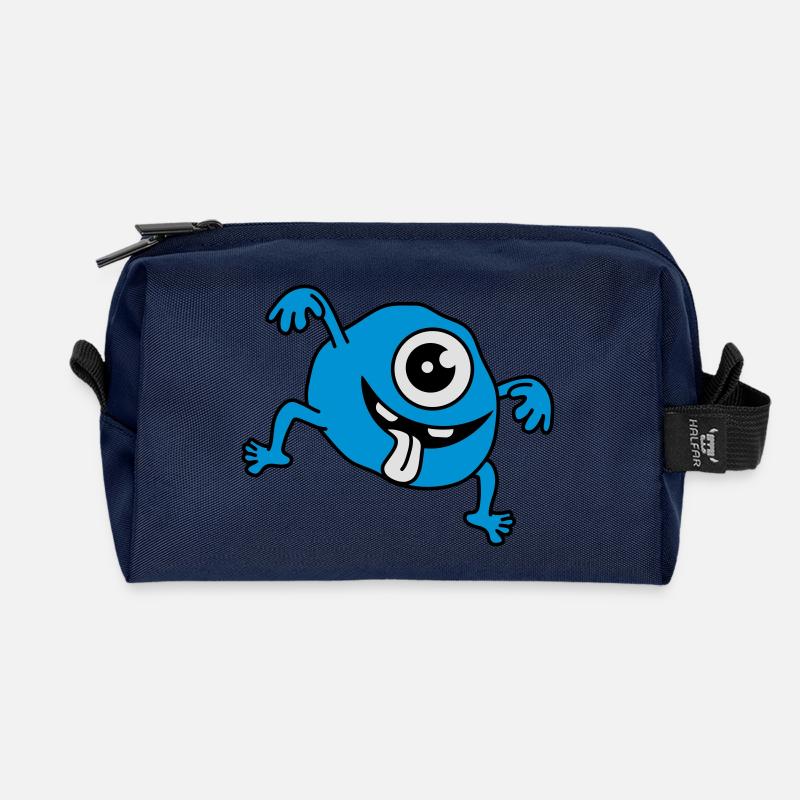 Funny Monster - Recycelte Kulturtasche - Navy