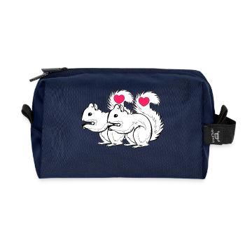 Eichhörnchen Paar Liebe Valentinstag verliebt - Recycelte Kulturtasche - Navy - Vorne