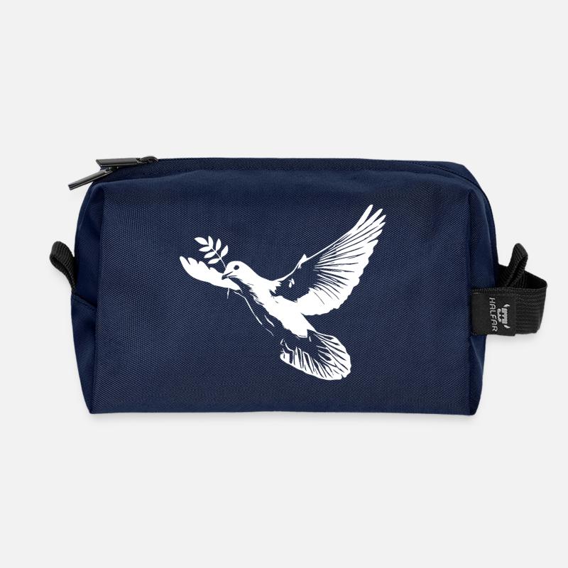 Weiße Friedenstaube - Recycelte Kulturtasche - Navy