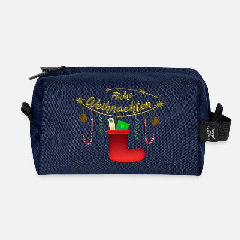 Frohe Weihnachten Candy Nikolausstiefel - Recycelte Kulturtasche - Navy