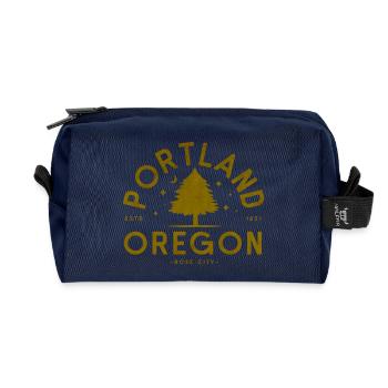 Portland Oregon Vintage Tree Logo - Recycled Toiletry Zip Bag - navy - Front
