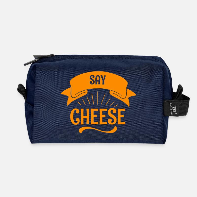 Say Cheese Orange Banner - Recycelte Kulturtasche - Navy