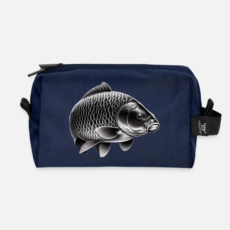 Mirror Carp - Recycled Toiletry Zip Bag - navy