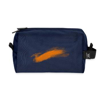 Traînée orange sur fond noir - Trousse de toilette en tissu recyclé - marine - Devant