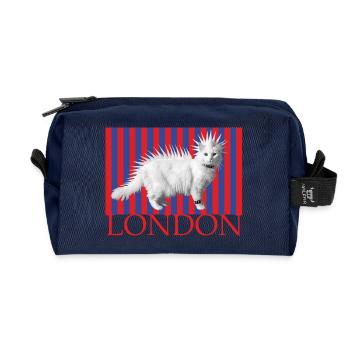 Punk Cat London Stripes - Recycled Toiletry Zip Bag - navy - Front