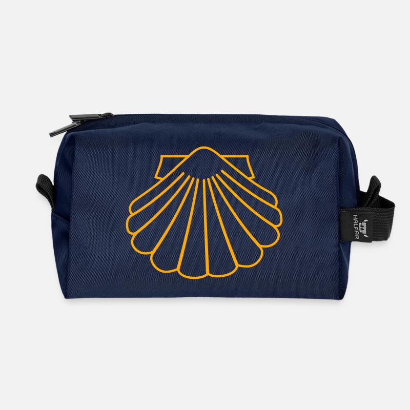 Jakobsmuschel als Glückssymbol - Recycelte Kulturtasche - Navy