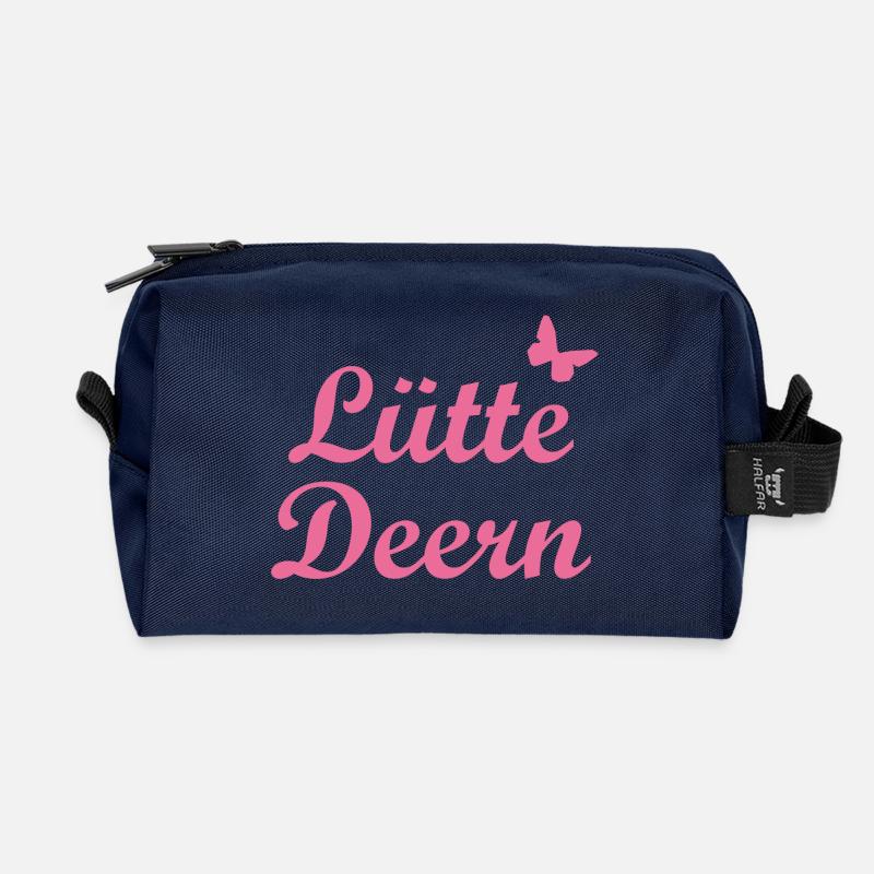 Lütte Deern | Kleines Mädchen Plattdeutsch Norden - Recycelte Kulturtasche - Navy