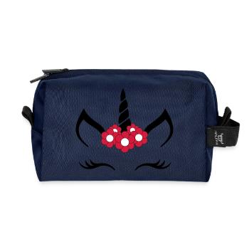 Blumeneinhorn - Recycelte Kulturtasche - Navy - Vorne