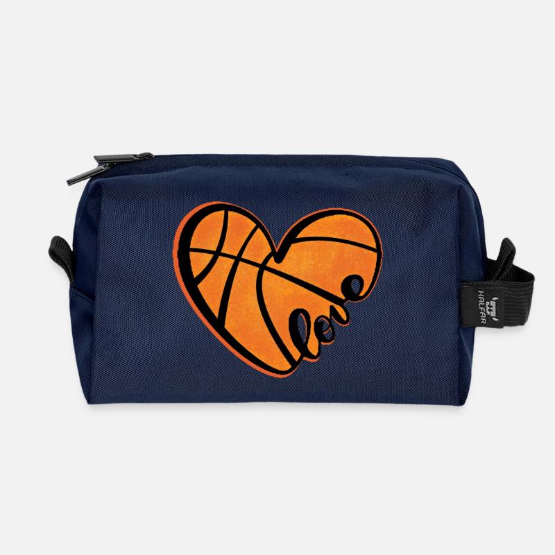 Basketballherz mit Liebe - Recycelte Kulturtasche - Navy