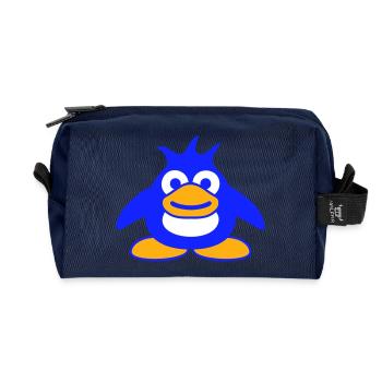Pingouin mignon bébé enfant bambin heureux cool - Trousse de toilette en tissu recyclé - marine - Devant