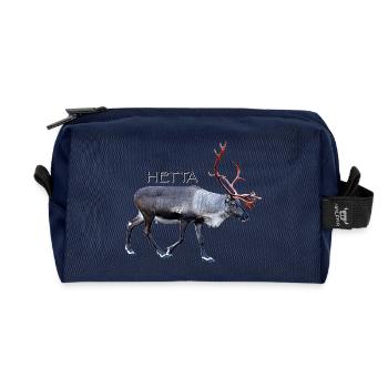 Einzigartiger Hirsch mit Geweih in stilvollem Design - Recycelte Kulturtasche - Navy - Vorne