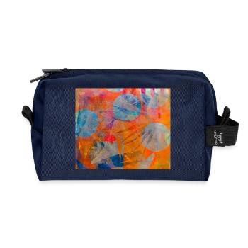 Abstract colorful circles on vivid background - Recycled Toiletry Zip Bag - navy - Front