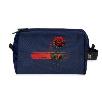 Purpurrote Rose der Leidenschaft - Recycelte Kulturtasche - Navy - Vorne