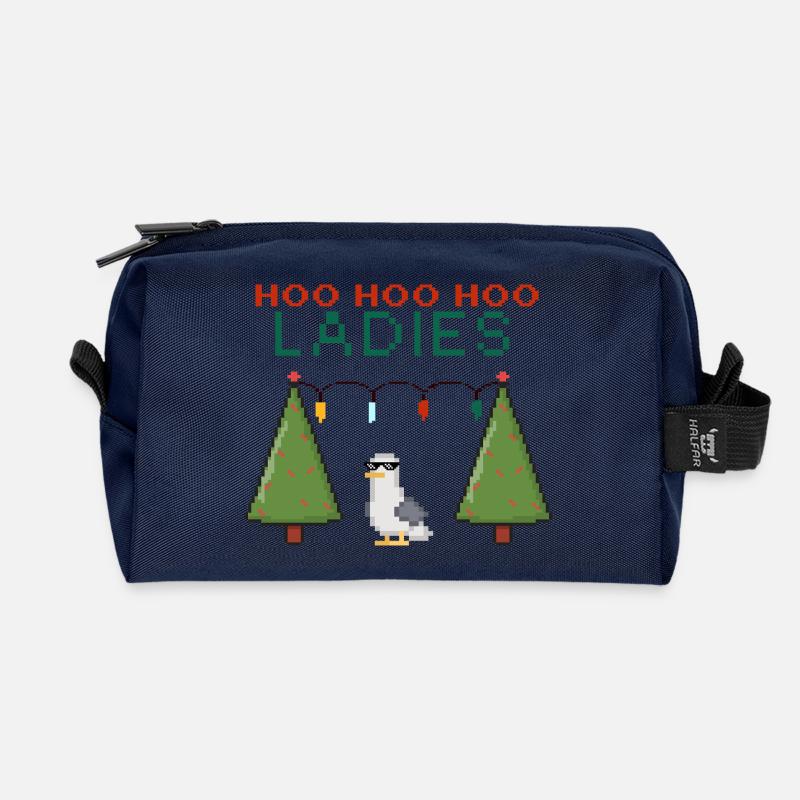 HooHooHoo Damen Pixel Weihnacht - Recycelte Kulturtasche - Navy