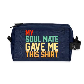 Mon âme sœur m’a offert ce couple de Saint-Valentin - Trousse de toilette en tissu recyclé - marine - Devant