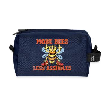 More Bees Less Assholes – Retro Bienen Spruch - Recycelte Kulturtasche - Navy - Vorne