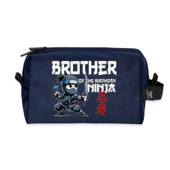 Frère du ninja d’anniversaire Compleanno Funny - Trousse de toilette en tissu recyclé - marine - Devant